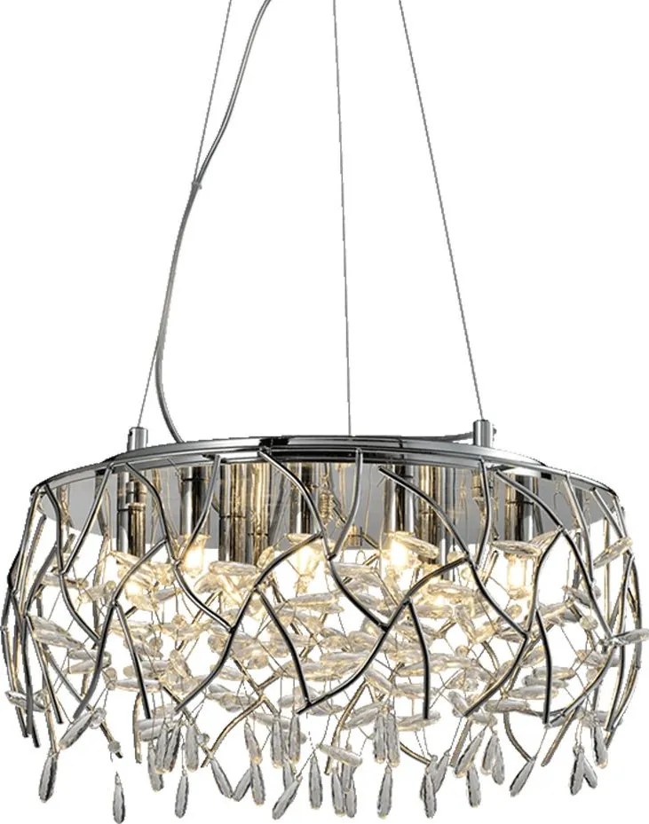 PREZENT 46121 AMATO Kristály Függesztett Lámpa Króm, Átlátszó G9 IP20