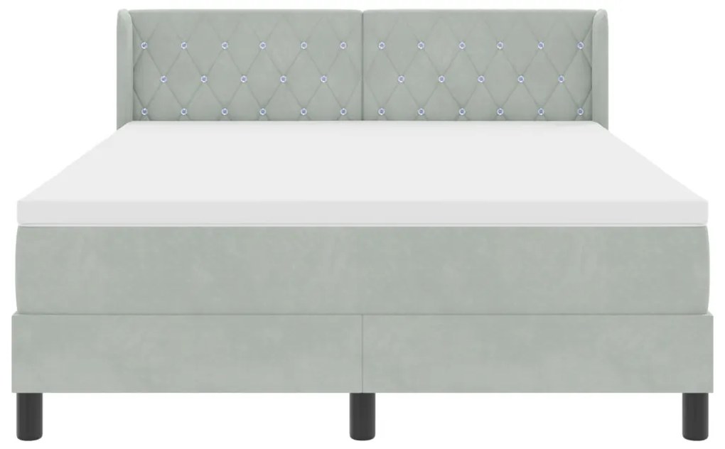 Boxspring Ágy Matrachoz Világosszürke 140x200 cm Bársony