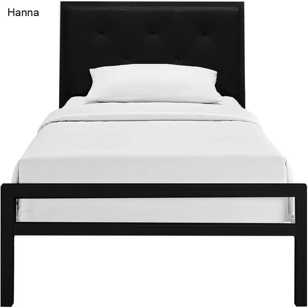 Hanna fém ágykeret ajándék ágyráccsal, több méretben és színben-Fekete 90x200 cm-es-fekete