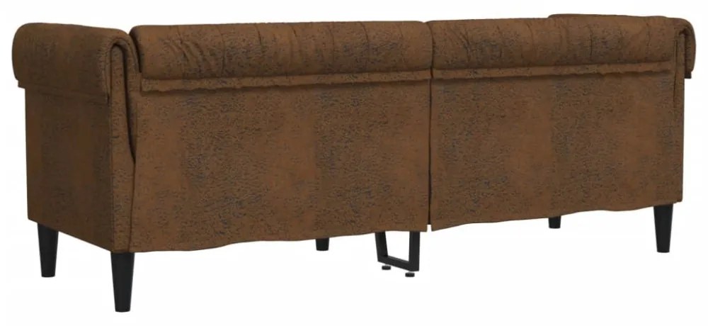 3 személyes barna szövet Chesterfield kanapé