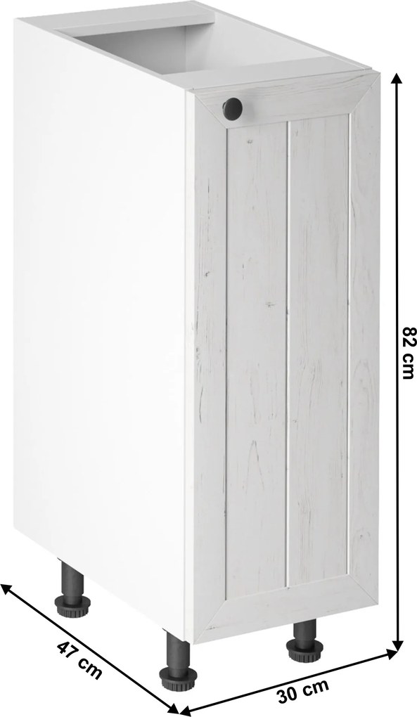alsószekrény D30, jobbos, fehér/sosna andersen, PROVANCE