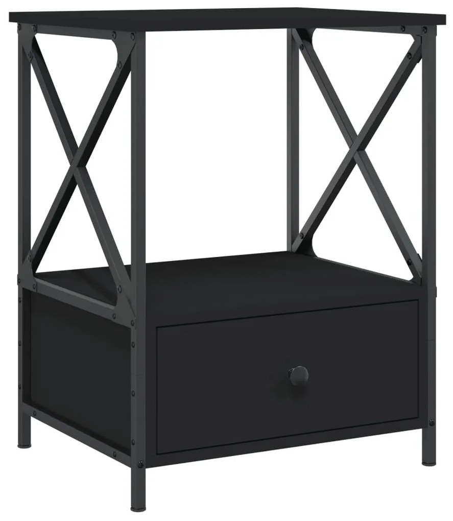 2 db fekete szerelt fa éjjeliszekrény 50x41x65 cm