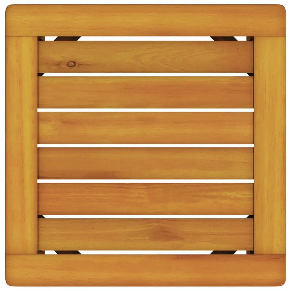 Napozóágy 2 db asztallal és párnákkal Tömör akácfából, Napozóágy krém párnákkal Tömör akácfából, Kerti oldalasztal 35x35x34 cm Tömör akácfából