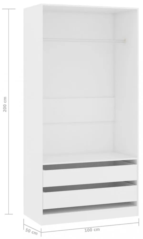 vidaXL fehér szerelt fa ruhásszekrény 100 x 50 x 200 cm