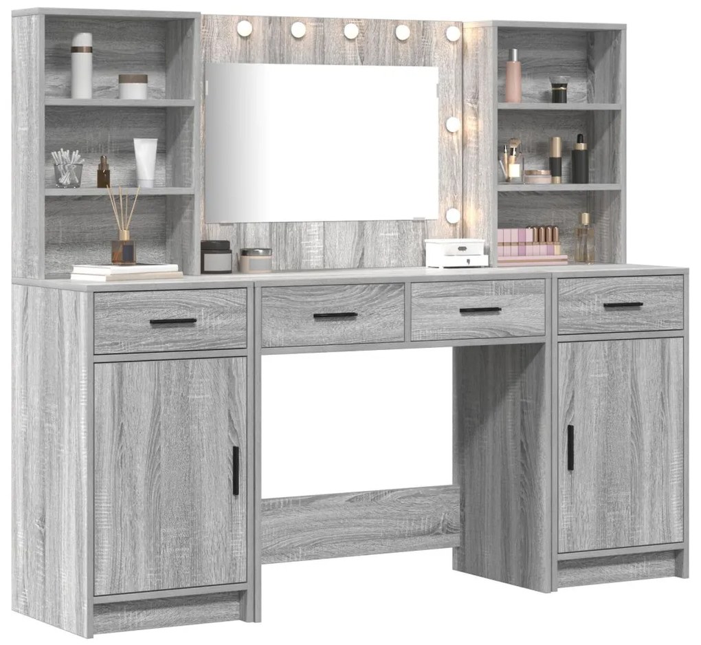 Sminkasztal Készlet 3 pcs Szürke sonoma 78.5 x 41 x 135 cm