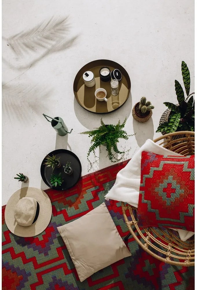 Lhasa Orange & Violet narancssárga-lila kétoldalas kültéri szőnyeg újrahasznosított műanyagból, 90 x 150 cm - Fab Hab