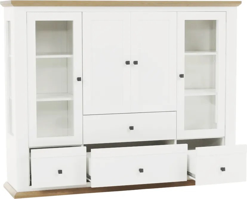 Vitrin MZ6, fehér/grand tölgy, LEON