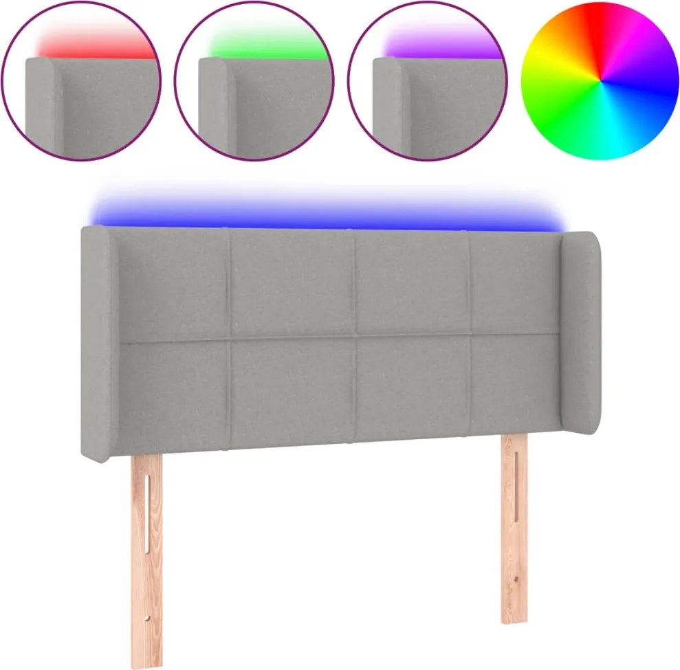 vidaXL világosszürke szövet LED-es fejtámla 93 x 16 x 78/88 cm