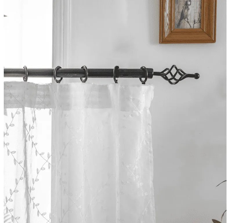 Fehér VINTORA függöny levélmintával 140x250 cm Felfüggesztés: Hullámos sínszalag