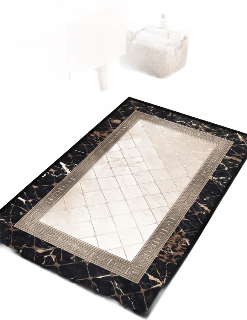 Fürdőszobaszőnyeg Téglalap Alakú Fekete-arany Mintás 50x78 Opa