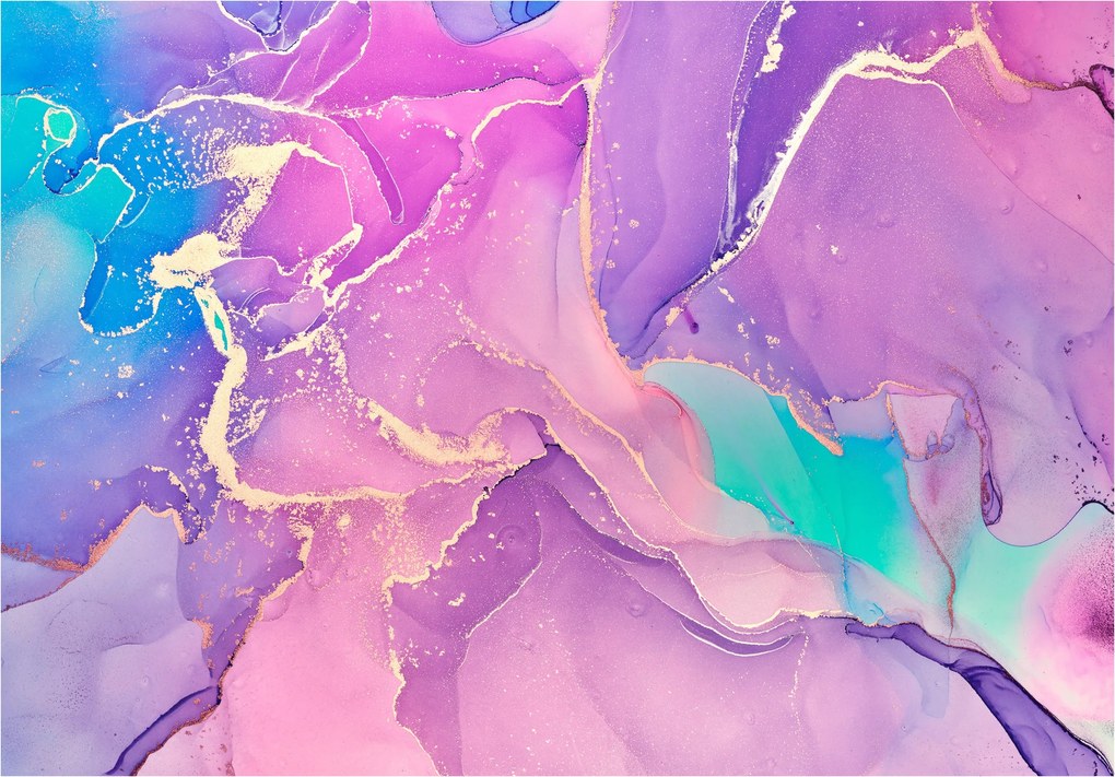 Fotótapéta Absztrakt Fluid Art arany vonalak vinil 254x184 +ragasztó