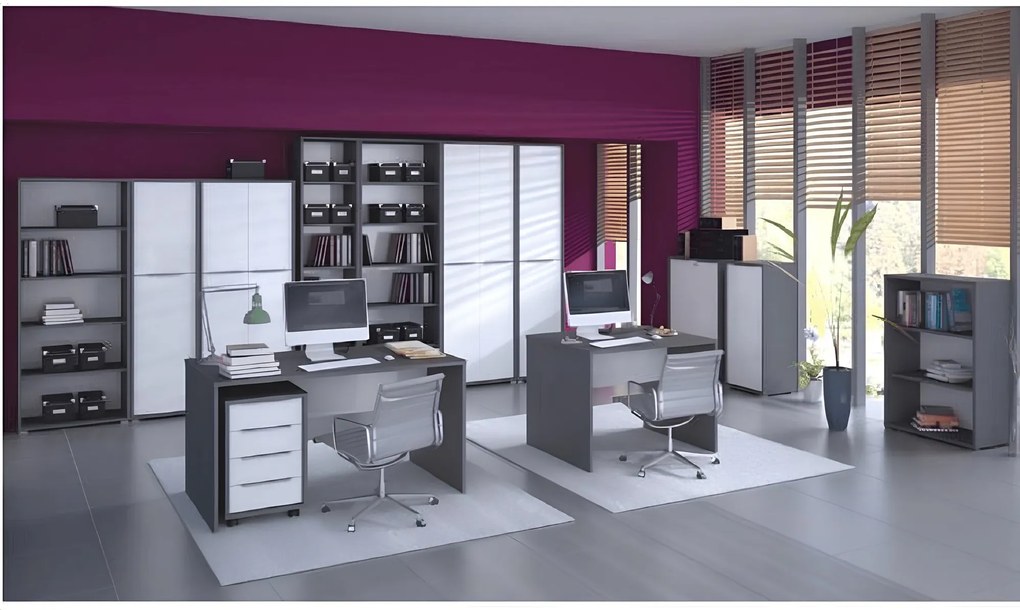 Számítógépasztal, grafit/fehér, RIOMA NEW TYP 12