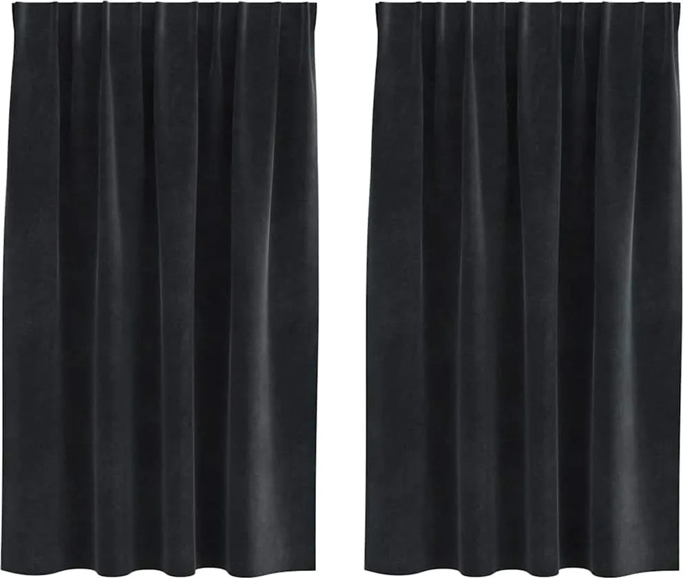 vidaXL Sötétítő függönyök 2 pcs Fekete 140 x 140 cm Bársony