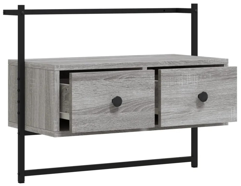 szürke sonoma szerelt fa fali TV szekrény 60,5 x 30 x 51 cm