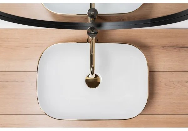 REA-U8736 - BELINDA ráültethető mosdó 33,5x46,5 cm kerámia/fehér/arany