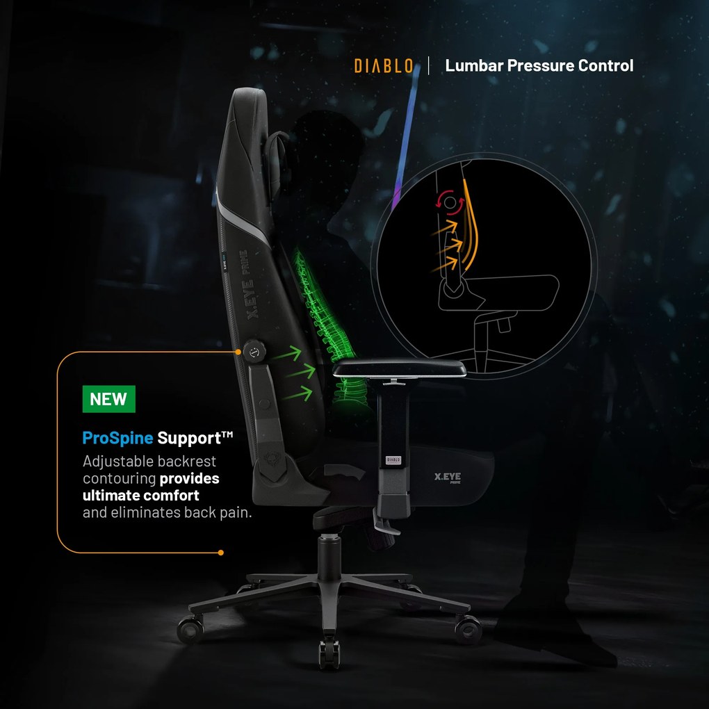 Gamer szék fekete Normal Size: Diablo X-Eye Prime Burned Black