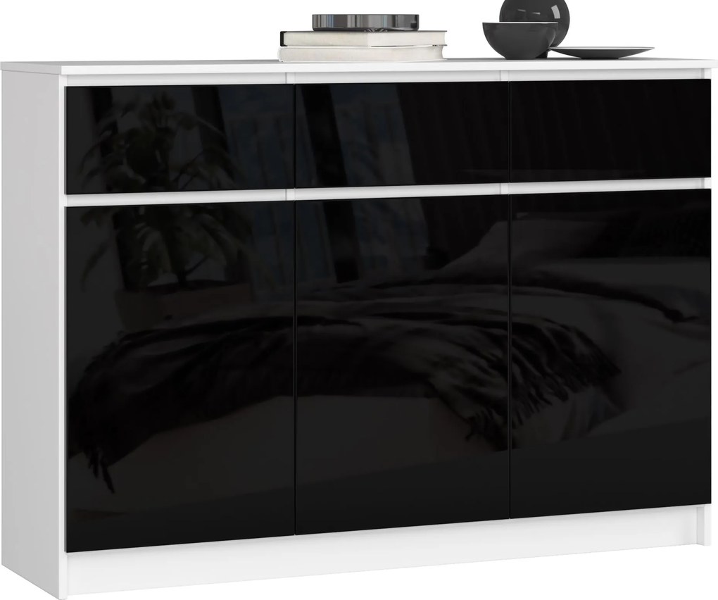 Komód K140 3D 3D Clp Fekete Fényes Akd