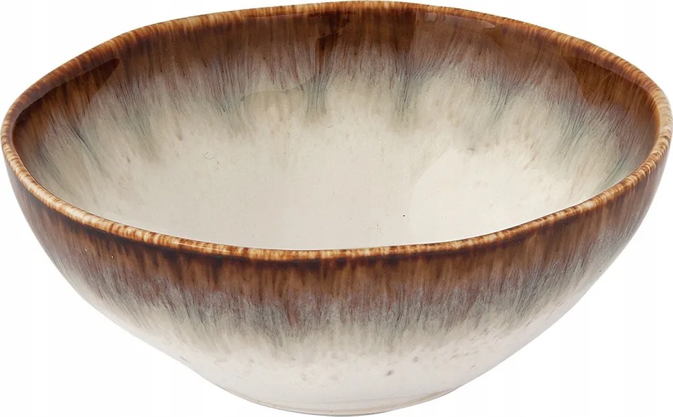 Salátás tál leveses tányér 12 cm Boho retro krém barna fehér