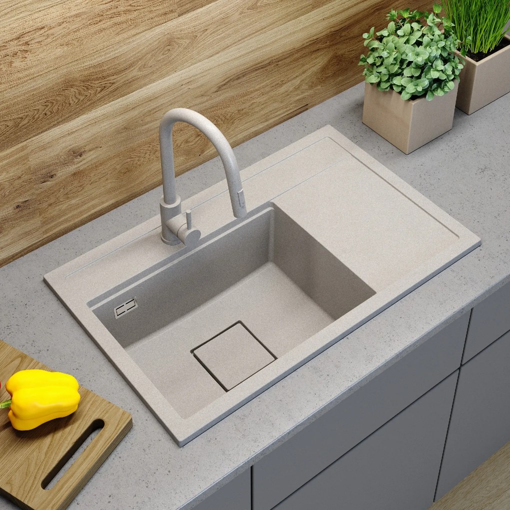Gamma Quadro 8151, 1 rekeszes gránit mosogató 800x500x220 mm, bézs, GMA-ZLE000189