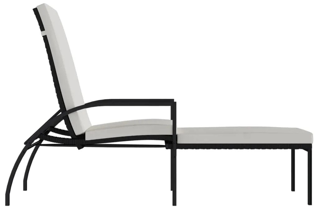2 db fekete polyrattan napozóágy lábtartóval