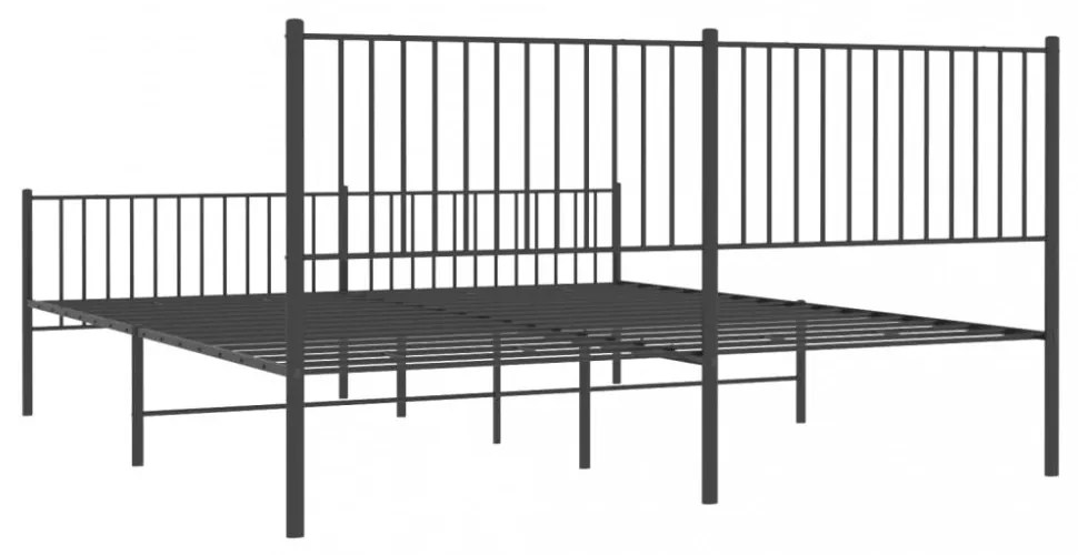 fekete fém ágykeret fej- és lábtámlával 200 x 200 cm