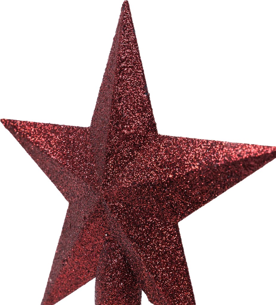 Bordó glitteres csúcsdísz csillag 19 cm