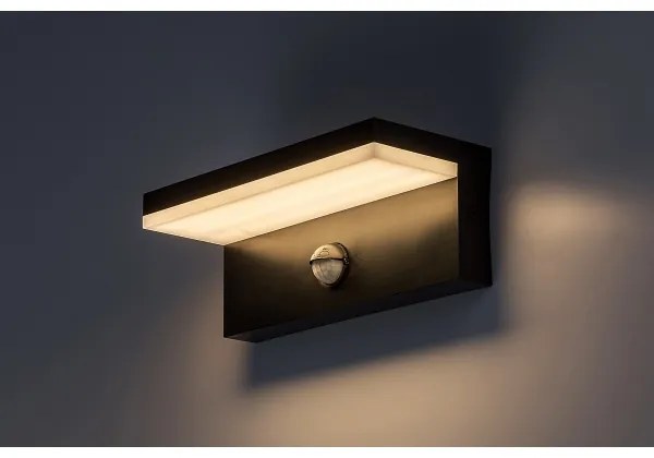 Rabalux 77115-LED Kültéri fali lámpa érzékelővel ZARAGOZA LED/9W/230V IP54 fekete
