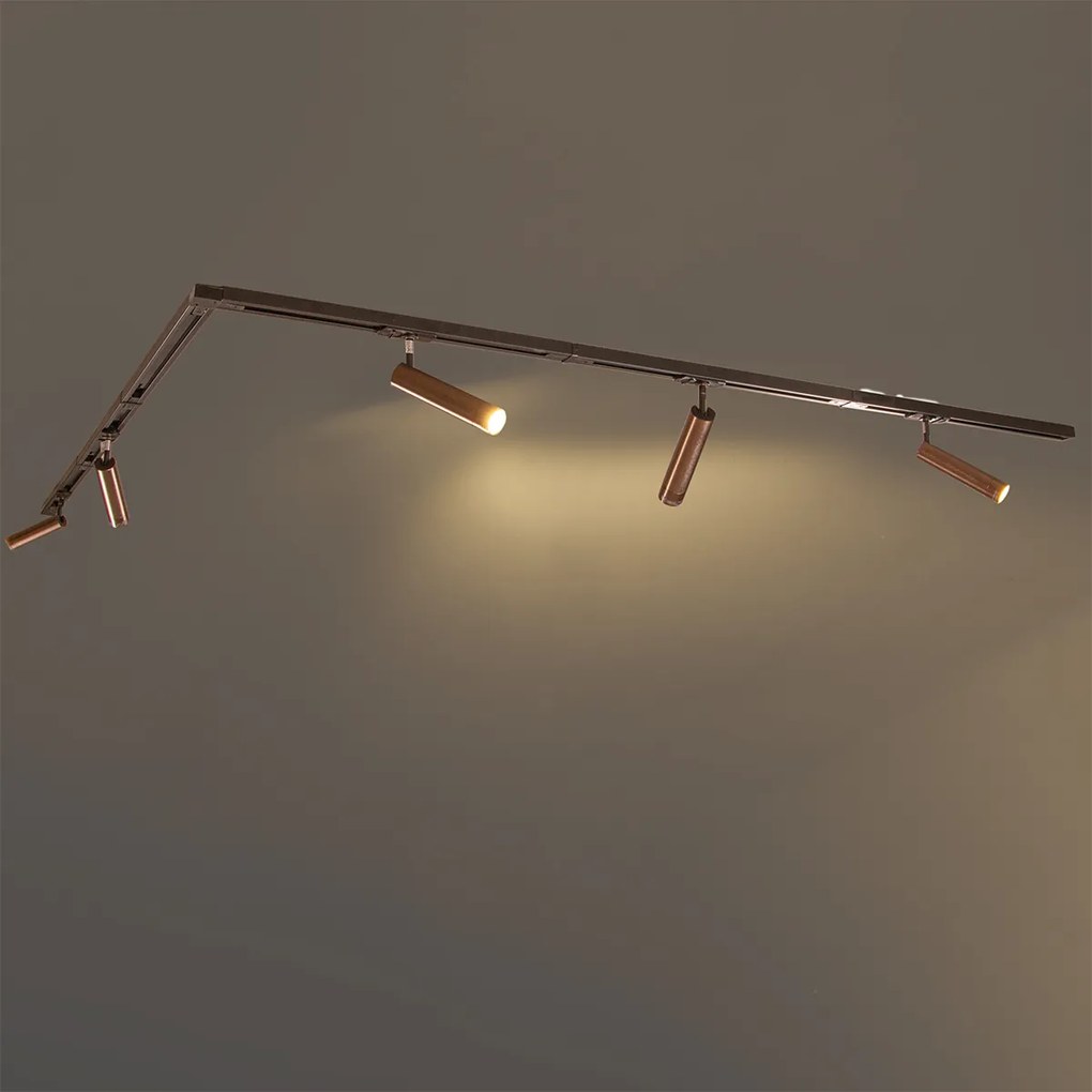 Modern sínrendszer 5 sötét bronz spotlámpával, 1 fázisú GU10 35 mm - Iconic Jeana Luxe