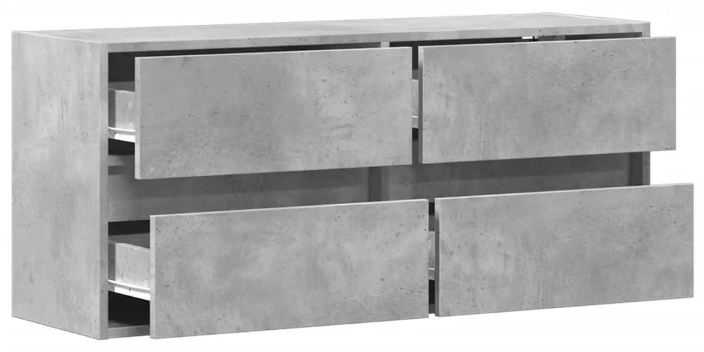 betonszürke falra szerelhető TV-szekrény LED-del 100x31x45 cm
