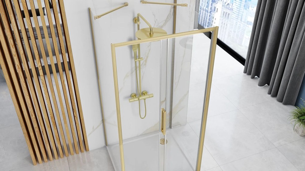 Falra szerelhető zuhanykabin REA Rapid Slide Brush Gold