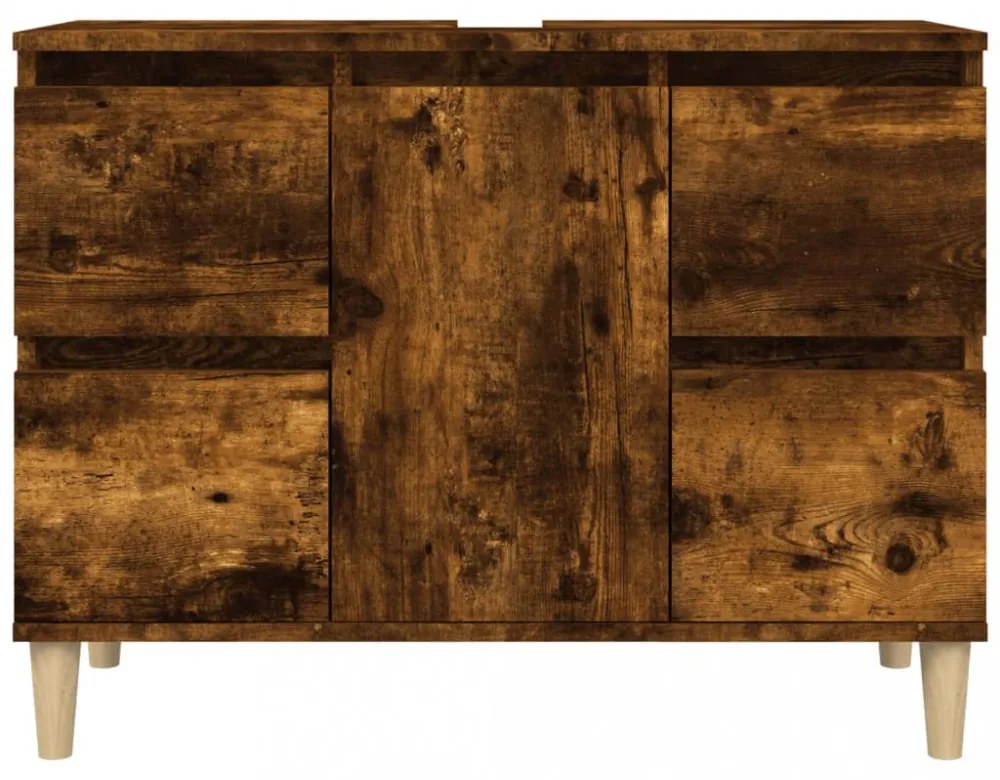 füstös tölgy színű szerelt fa mosdószekrény 80 x 33 x 60 cm