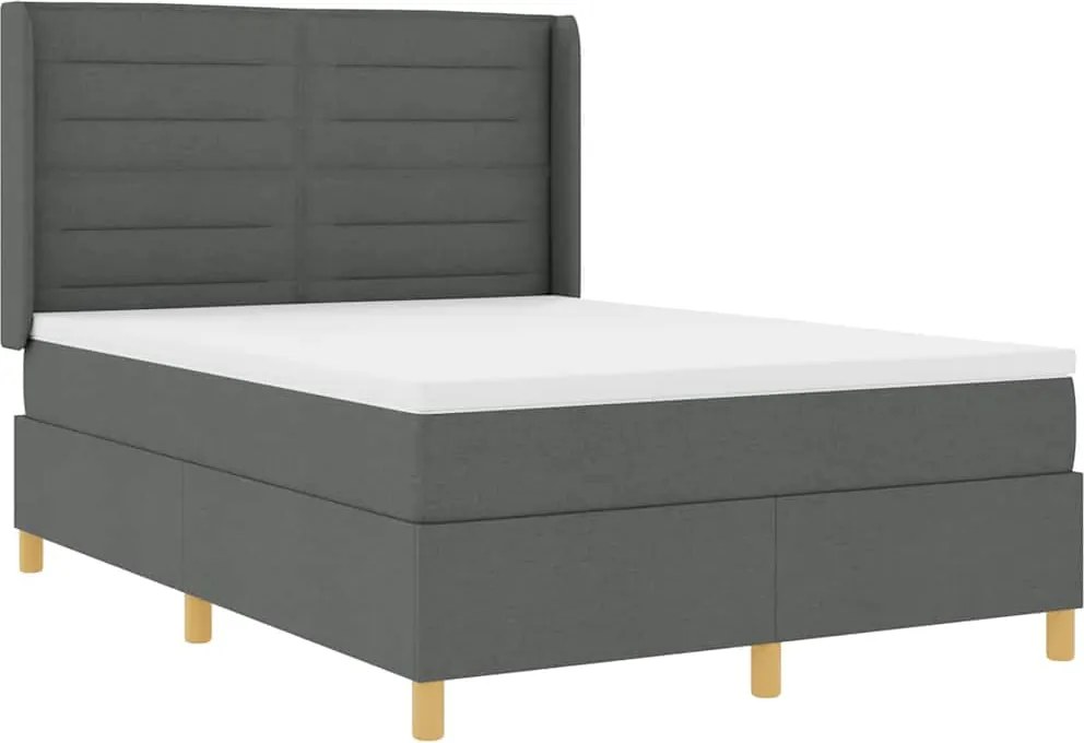 vidaXL Boxrugós ágy matracmal fejtámlával Szürke 140 x 200 cm szövet
