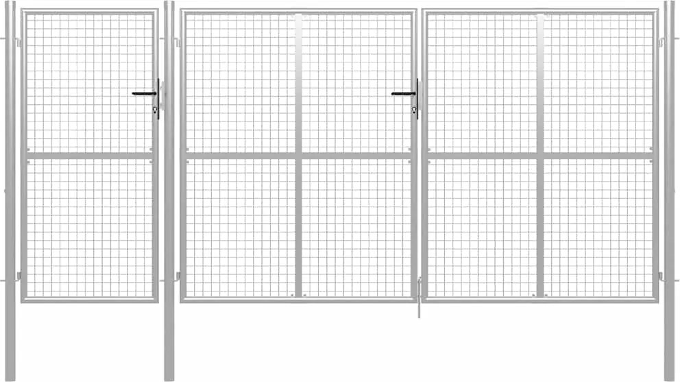 vidaXL ezüst színű acél kerti kapu 400 x 150 cm