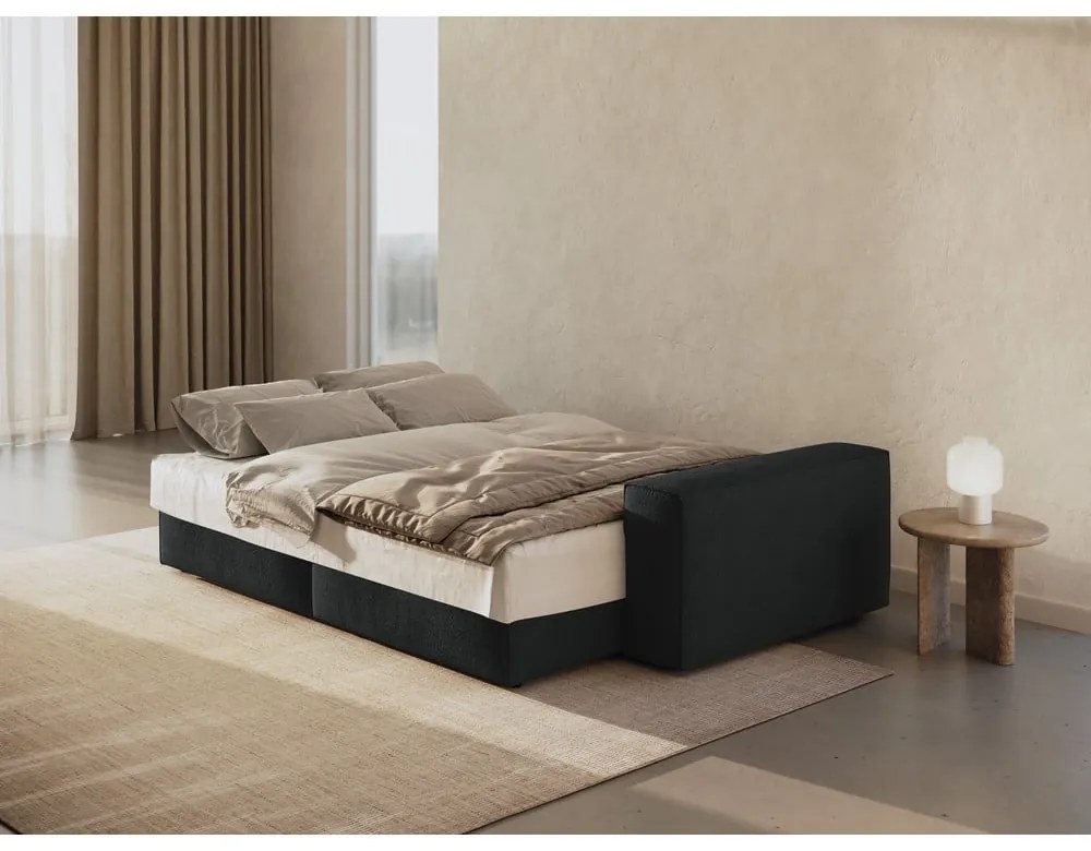 Fekete buklé kinyitható kanapé 247 cm Jodie – Micadoni Home