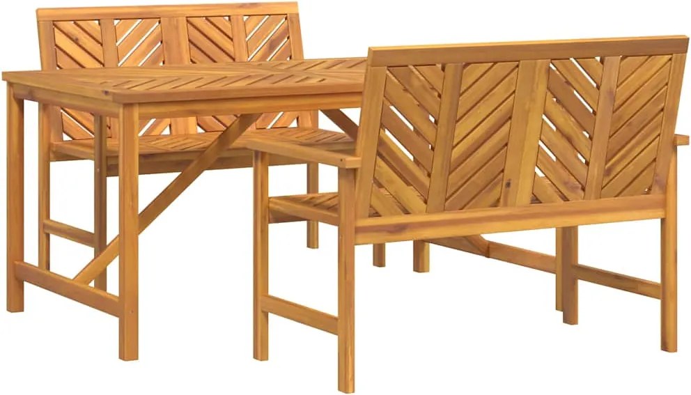 vidaXL Kert étkező szett 3 pcs Barna Tömör Akácfa
