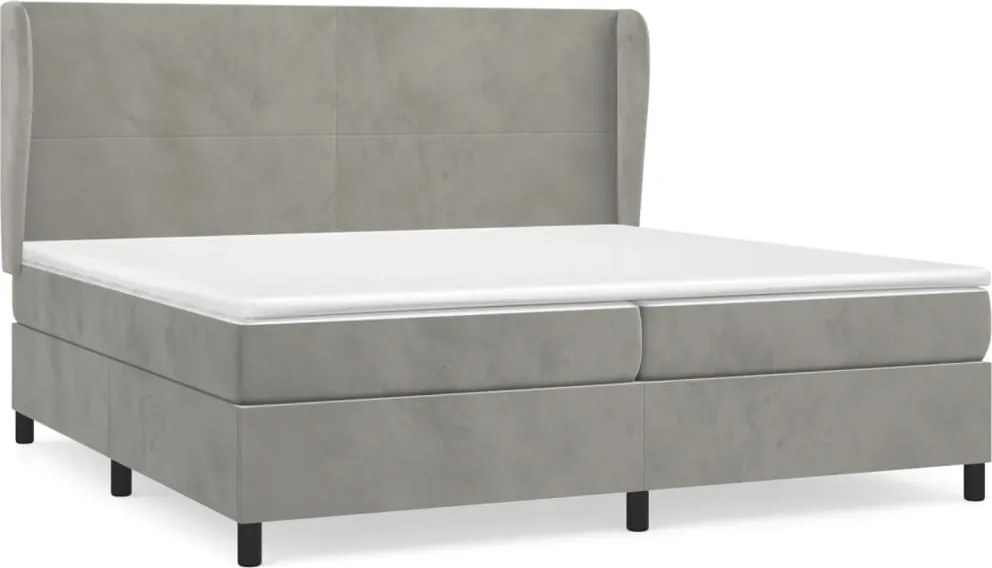 vidaXL világosszürke bársony rugós ágy matraccal 200x200 cm