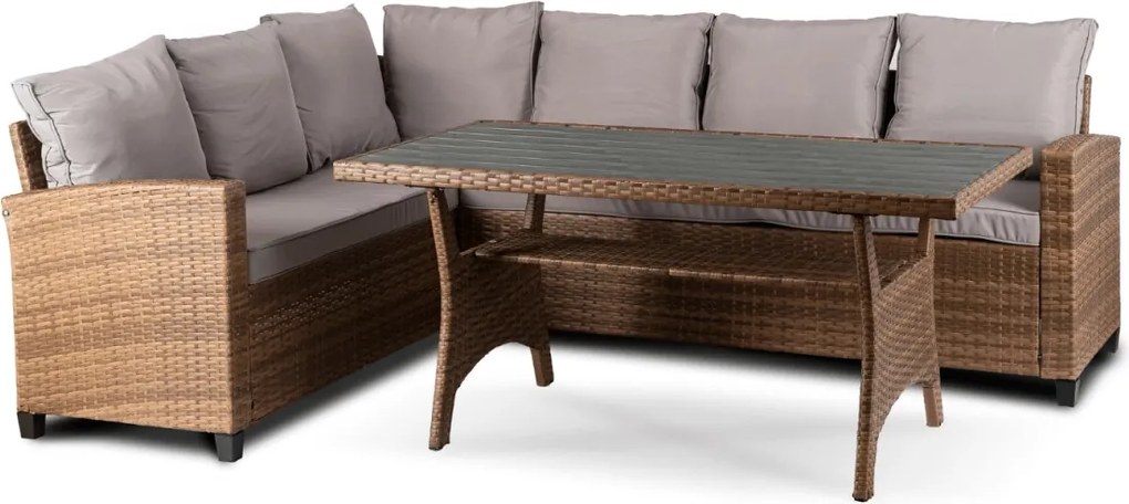 COMODO kerti bútor szett barna/szürke