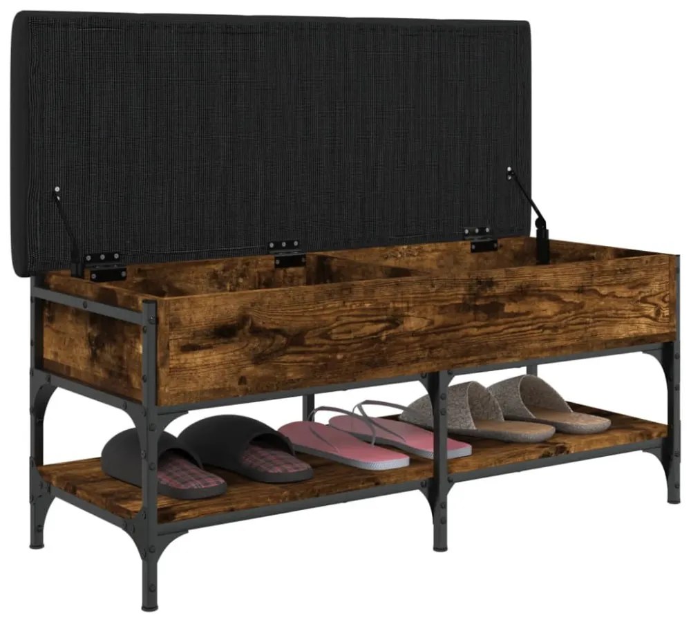 füstös tölgy színű szerelt fa cipőtároló pad 102 x 42 x 45 cm