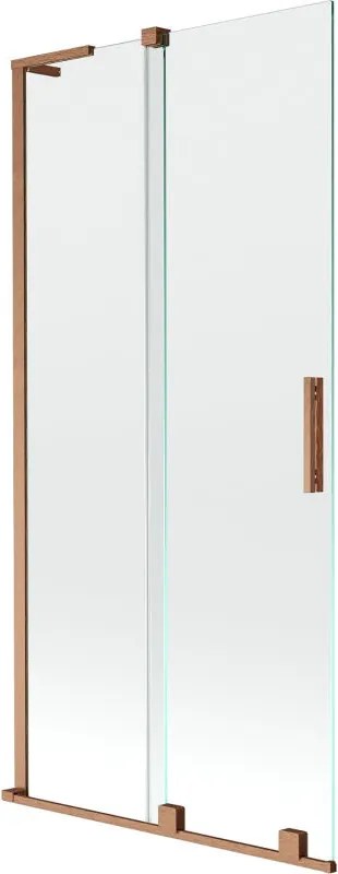 Mexen Velar L kádparaván 2-szárnyú tolóajtóval 90 x 150 cm, átlátszó, kefe mintázatú réz - 896-090-003-01-65