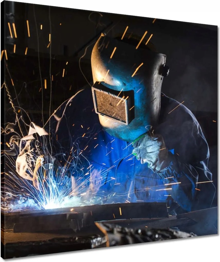 Vászonkép 60x60 Hegesztő argon szikra