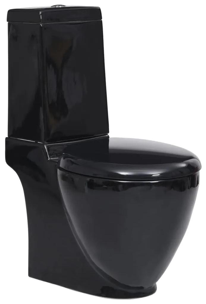 vidaXL fekete kerámia WC hátsó vízelvezetéssel