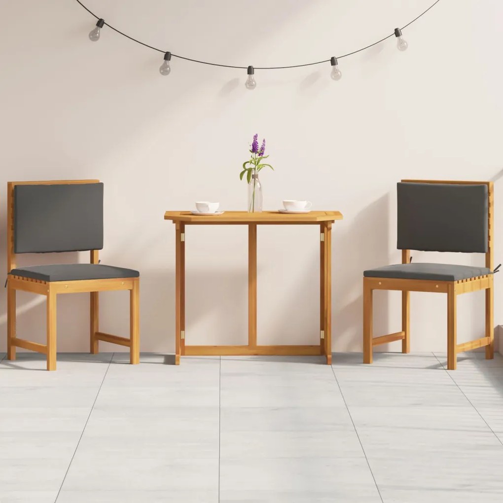 3 darabos kertibútor étkezőszett tömör akácfából