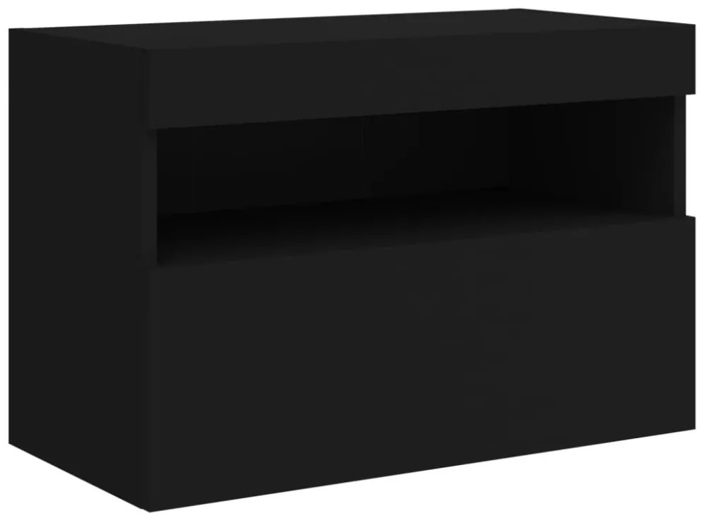 fekete fali TV-szekrény LED-világítással 60x30x40 cm