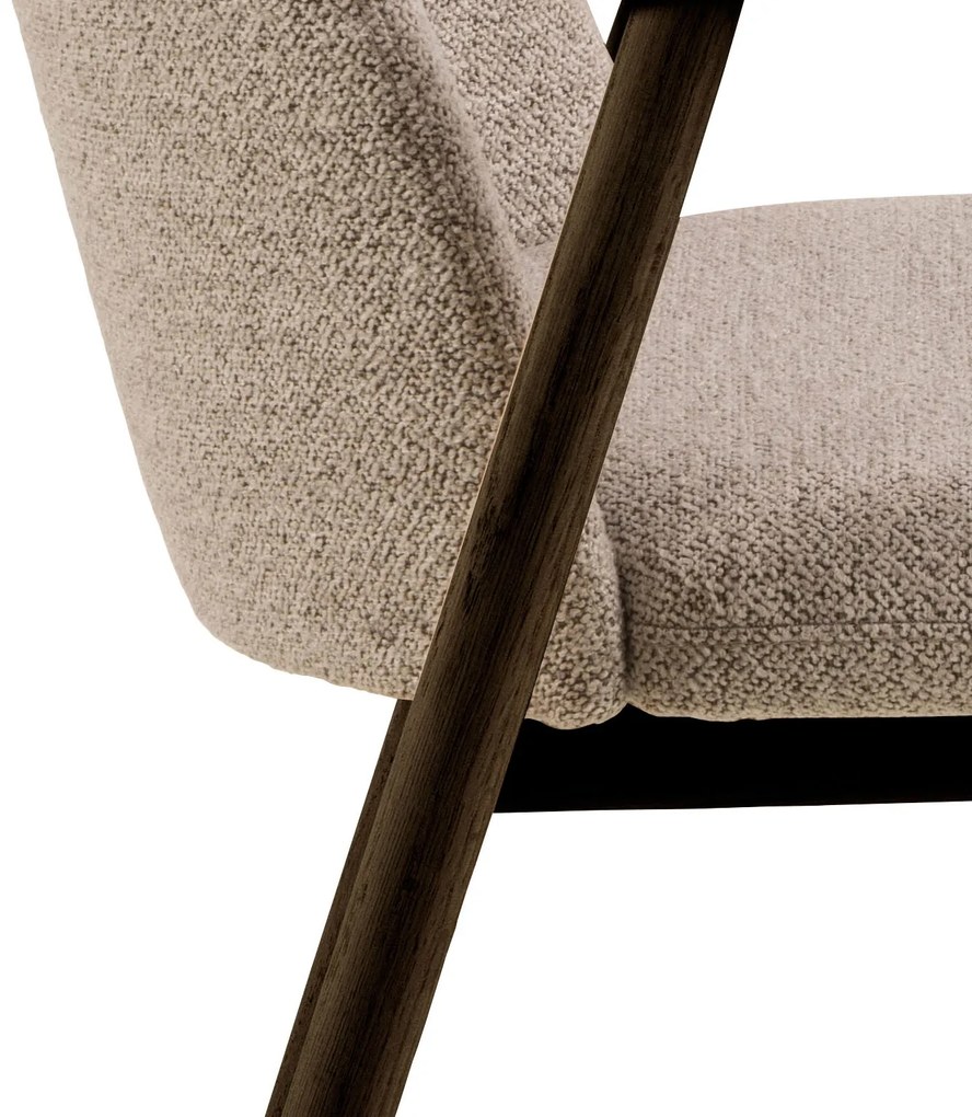 MAZZONI EXPORT RODERIC Beige Latte (Monza 60 szövet)/füstölt lakkozott tölgyfa váz - RETRO FA SZÉK BOUCLÉ NAPPALIBA ÉTKEZŐBE KONYHÁBA