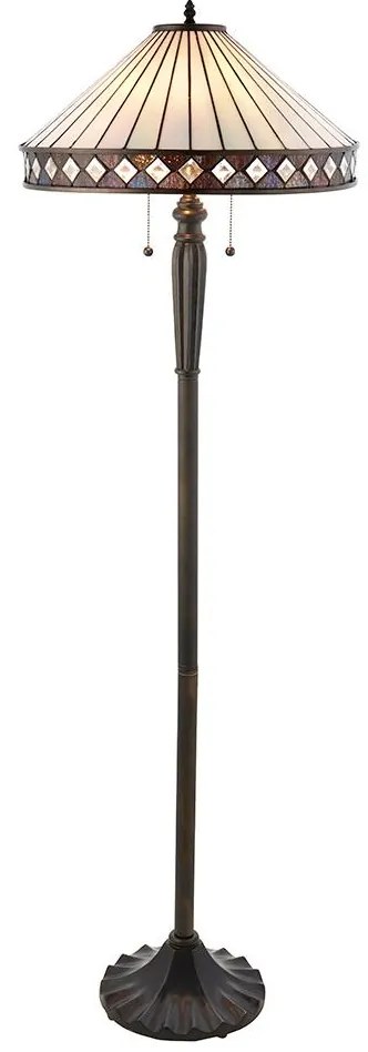 Endon 70936 - Tiffany FARGO állólámpa, 2xE27/60W/230V, átmérő 50 cm