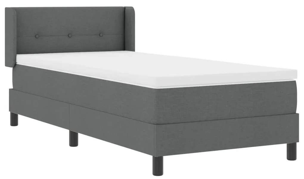 Boxspring Ágy Mattal Sötétszürke, 100 x 200 cm, Szövet