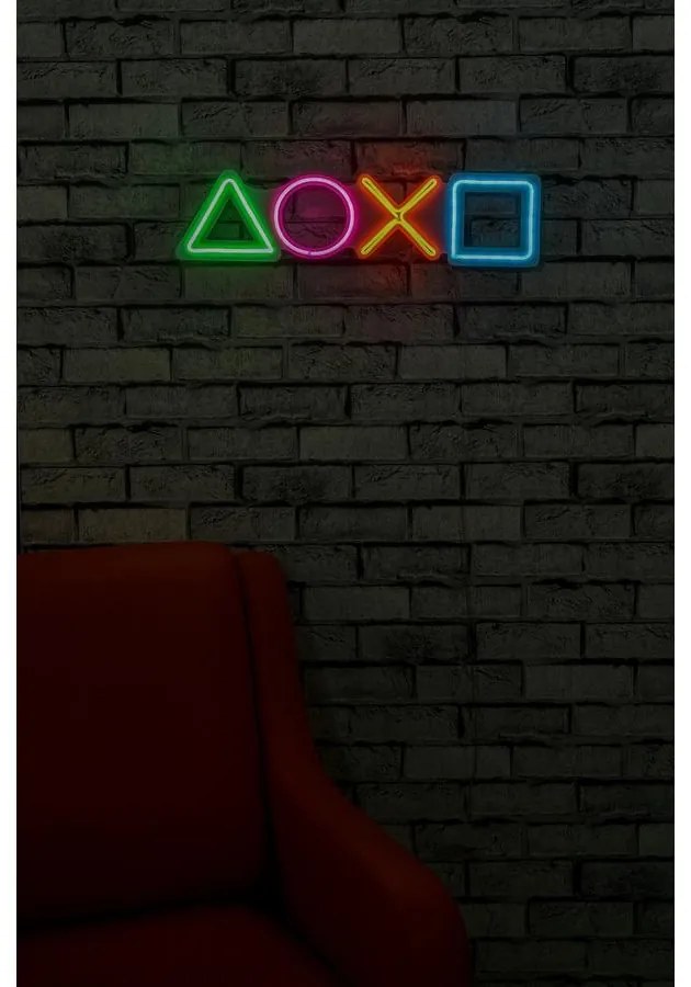 Műanyag LED-es fali dekoráció, Play Station - Multicolor