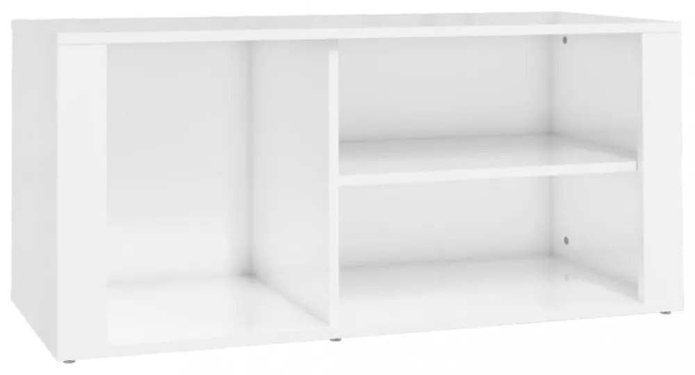 magasfényű fehér szerelt fa cipőszekrény 100x35x45 cm