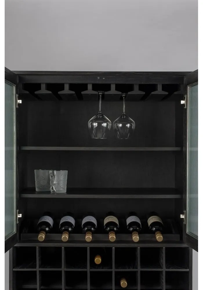 Fekete tölgyfa bortartó szekrény, palackok száma 20, 89x181 cm Travis – Zuiver