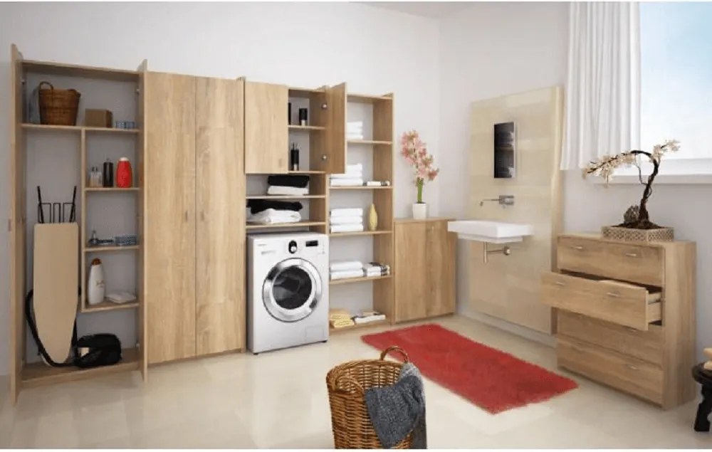 Kombinált szekrény, DTD laminált, sonoma tölgyfa, NATALI TIP 6